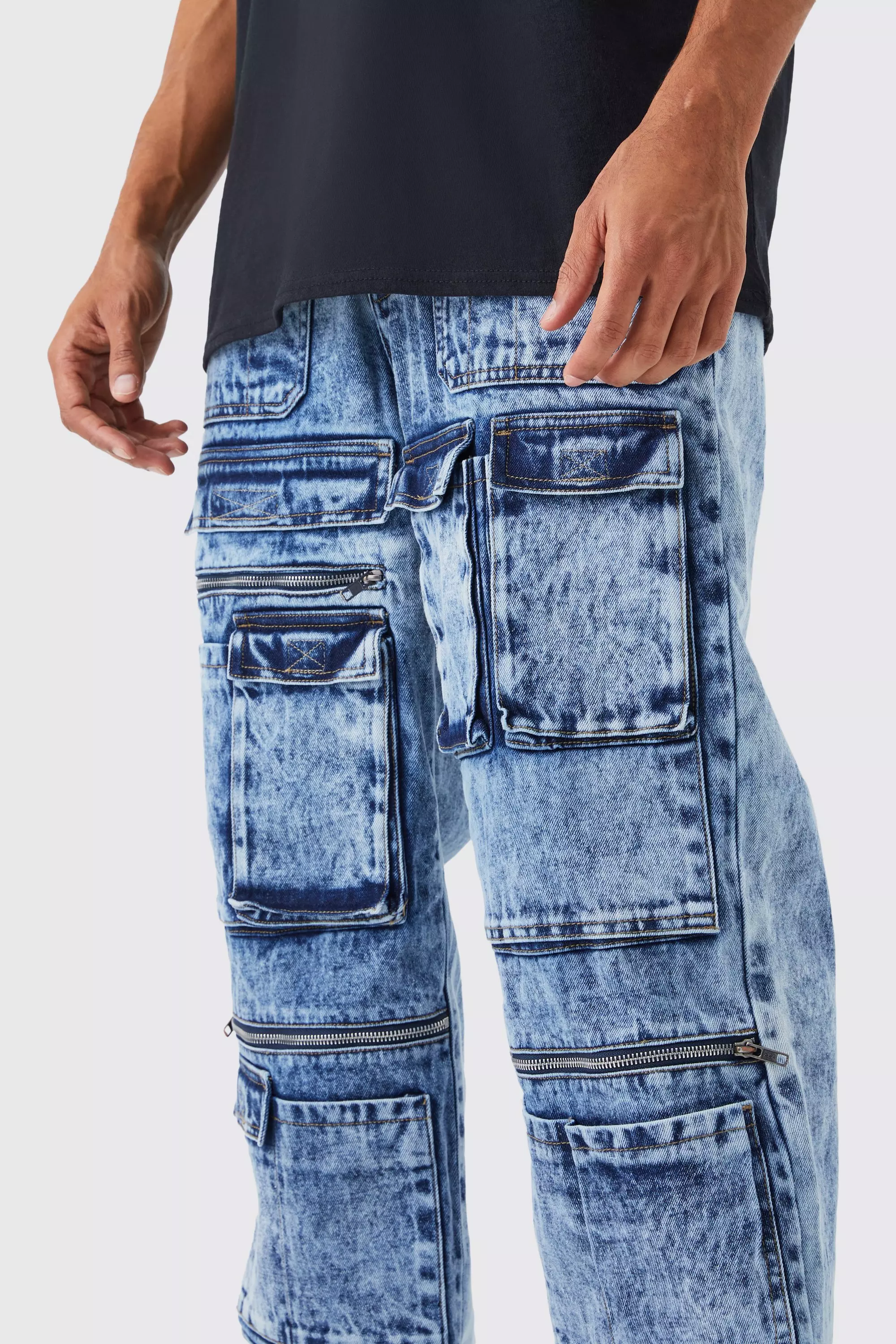 Jeans with hot sale many pockets